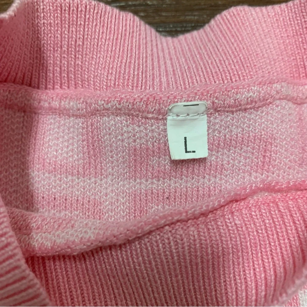 Girls Pink & White Knit 2-Piece Skirt Set Sleeveless Faux Button Front Size L